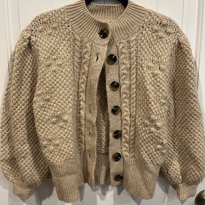 Tan cardigan with chunky buttons